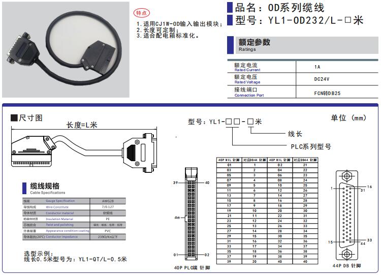 欧姆龙OD系列缆线